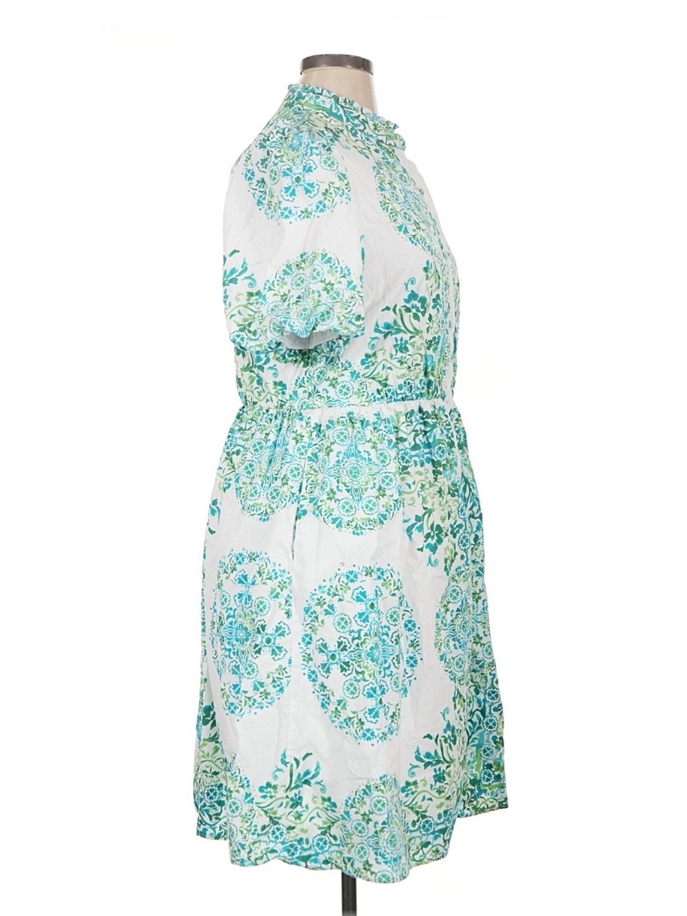 julia jordan White and Green Floral Button-Front Mini Dress - Picture 3 of 5